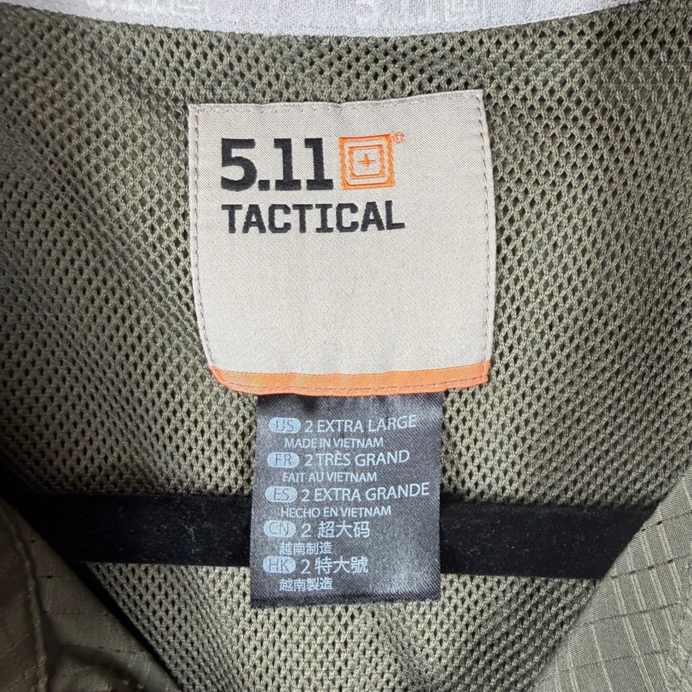 5.11 Tactical Mens 2XL Olive Green Grid Ripstop Short Sleeve Button Down Shirt - Picture 2 of 13